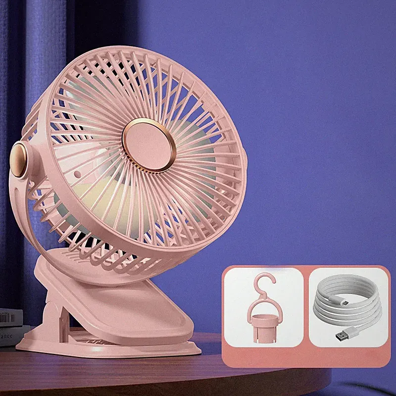 Baby 3-Gang Kinderwagen Mini Ventilator mit Licht Tragbarer USB-Ladeventilator
