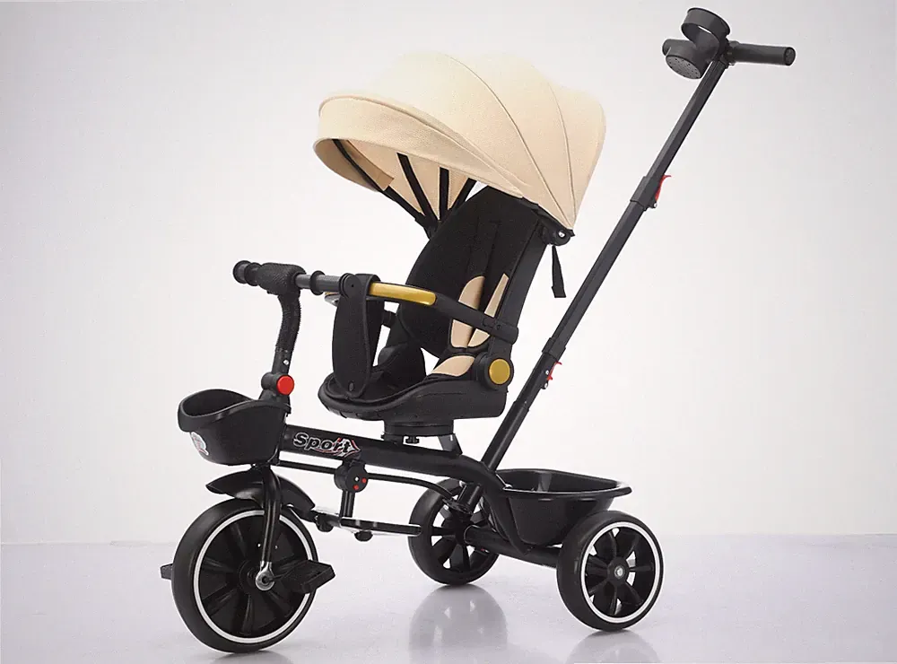 Baby 5-in-1 Dreirad 3-Rad Kinderfahrrad Kinderwagen Trike Verdeck