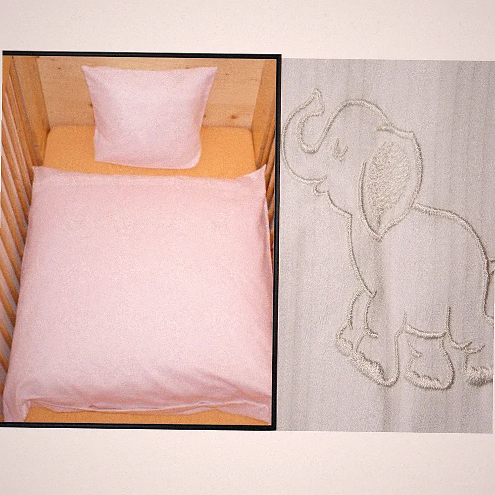 Baby Bettwäsche 80x80cm Geburt Weiß Elefant Baumwolle Kinderwagen Geschenkidee