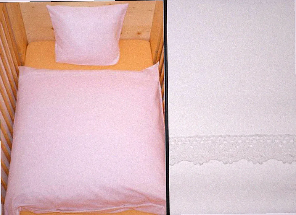Baby Bettwäsche 80x80cm Geburt Weiß mit Baumwollspitze Baumwolle Kinderwagen