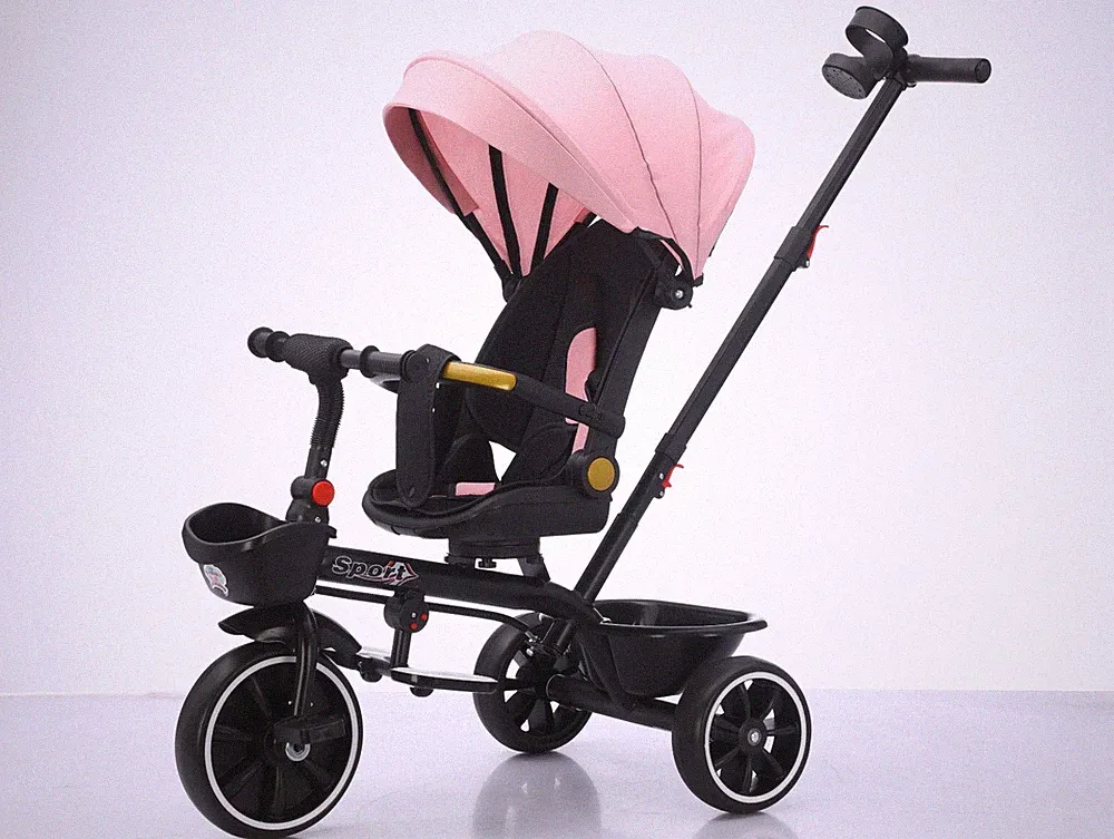 Baby Kinder 5in1 Dreirad Fahrrad Trike Kinderwagen 3 Räder Verdeck unmontiert
