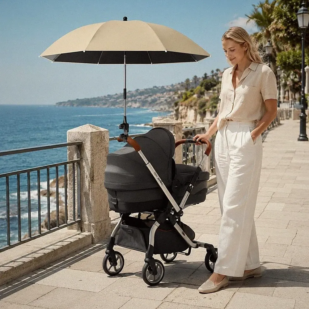Baby Kinderwagen Sonnenschirm 85cm Durchmesser mit Eisenrahmen Beiger
