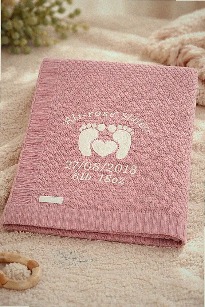 Baby Mädchen Strickdecke FÜSSE DESIGN Neugeborene Kleinkind Kinderwagen Wiege Kinderwagen Decke