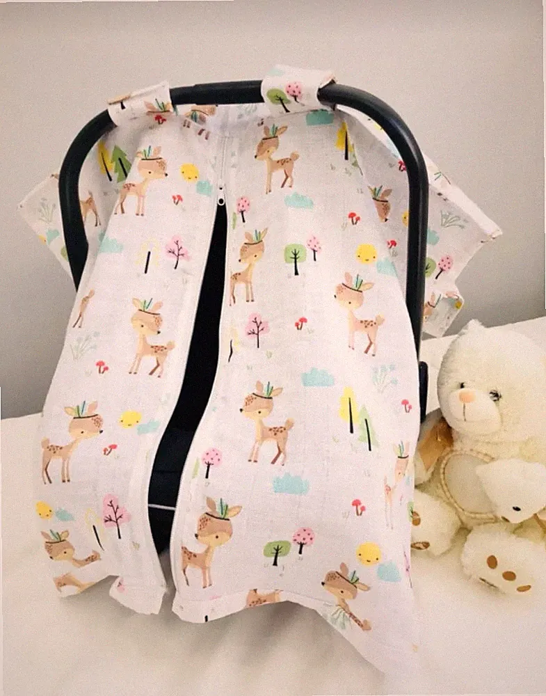 BABY Musselin 100% Baumwolle Sonnenschutz Bezug & Kissen Set Kinderwagen Autositz Kinderwagen Universal