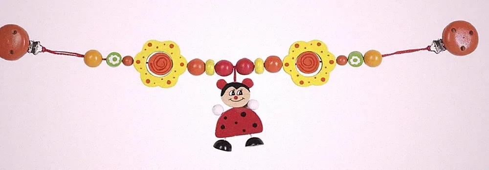 Baby Rassel Holz Wagenkette PLAYSHOES SCHÄFCHEN MARIENKÄFER Kinderwagenkette