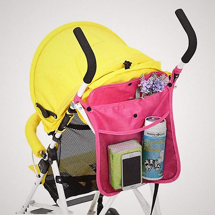 Baby Trolley Netz Tasche Aufbewahrung Organizer für Kinderwagen, Leinen, 34x30cm, Rot
