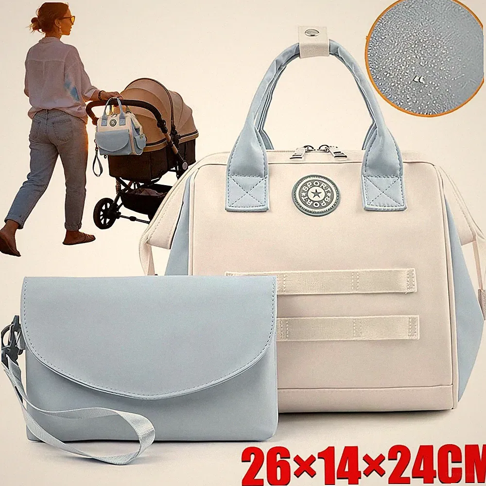 Baby Wickeltasche Set für Geburt Klinikreise Kinderwagen Tragetasche 26×14×24cm