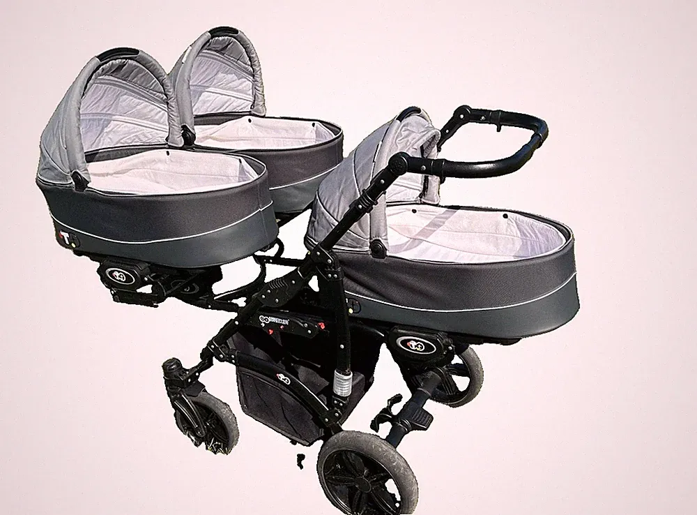 Babyactive Trippy 3w1 Dreisitzer Kombikinderwagen, faltbar, Grau/Schwarz/Blau