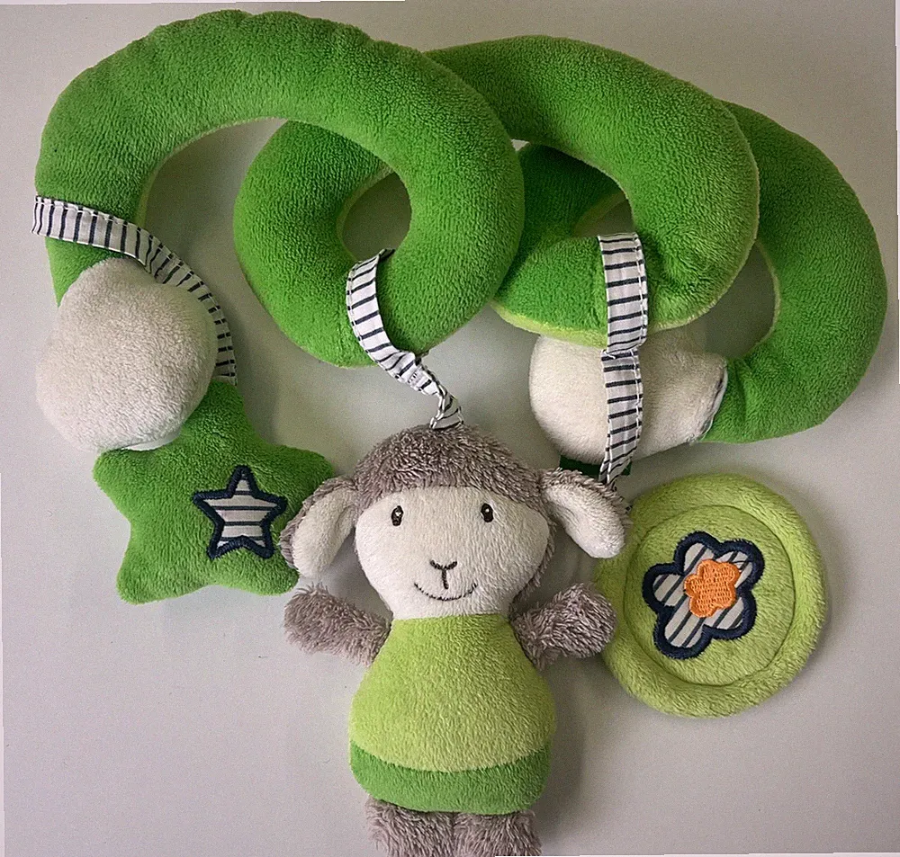 BABYDREAM Rossmann Kinderwagenkette Rassel Babybett Spielzeug Spirale grün Schaf