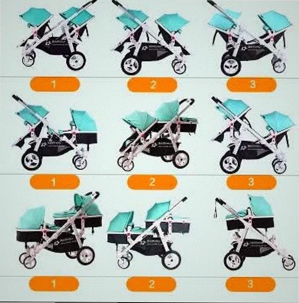 BabyFiveStar Geschwisterkombiwagen Zwillingswagen Mit Babyschalen