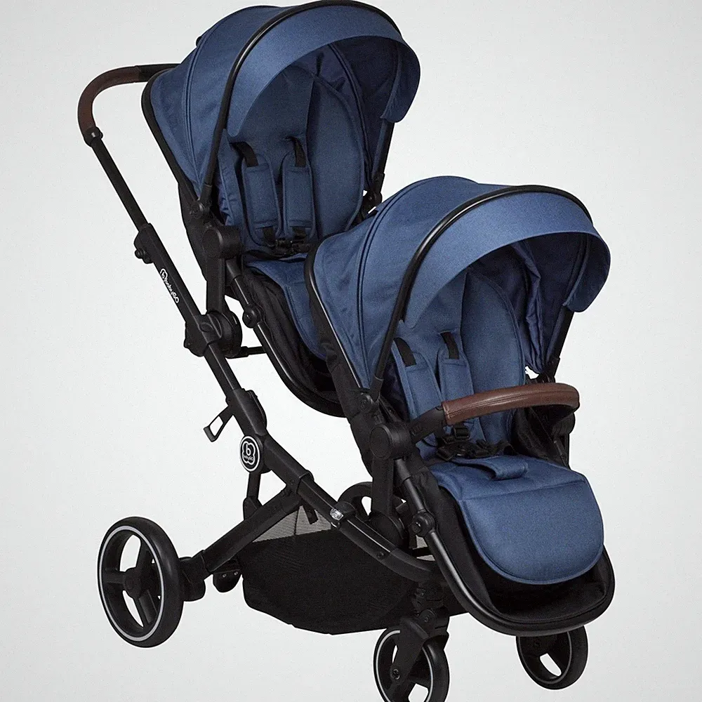 BabyGo Twinner Kombi Kinderwagen Twinner blue melange