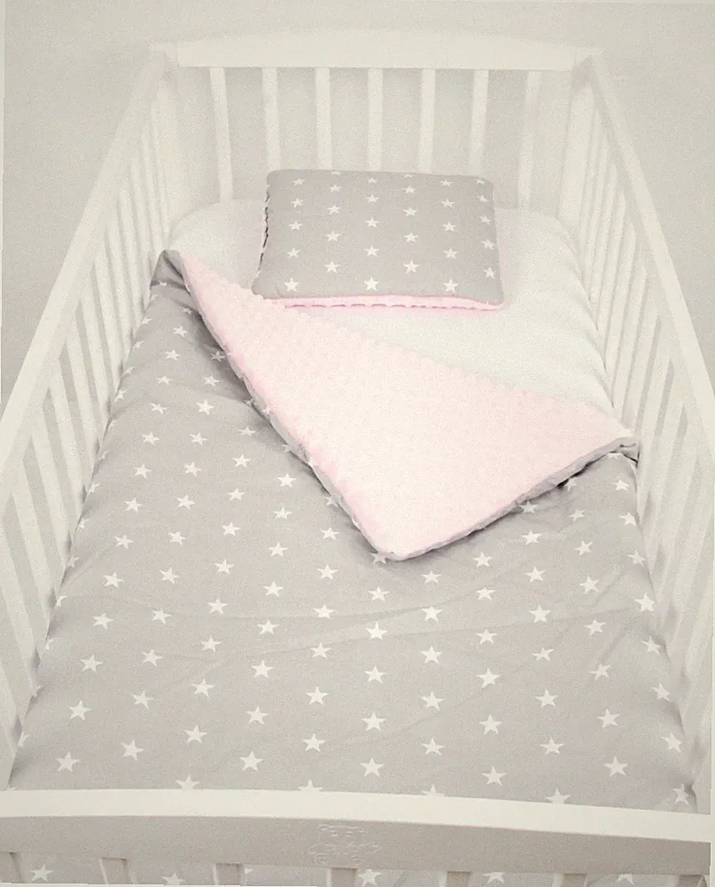 BABYLUX Babydecke 75x100 cm mit Kissen Minky für Baby Kinderwagen Bett Buggy