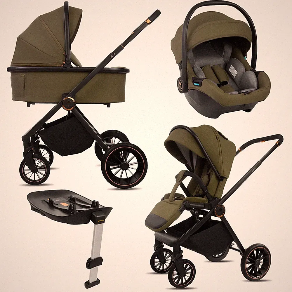 BabyLux CASTOR 4-in-1 Kinderwagen, Gondel, Autositz, ISOFIX-Basis