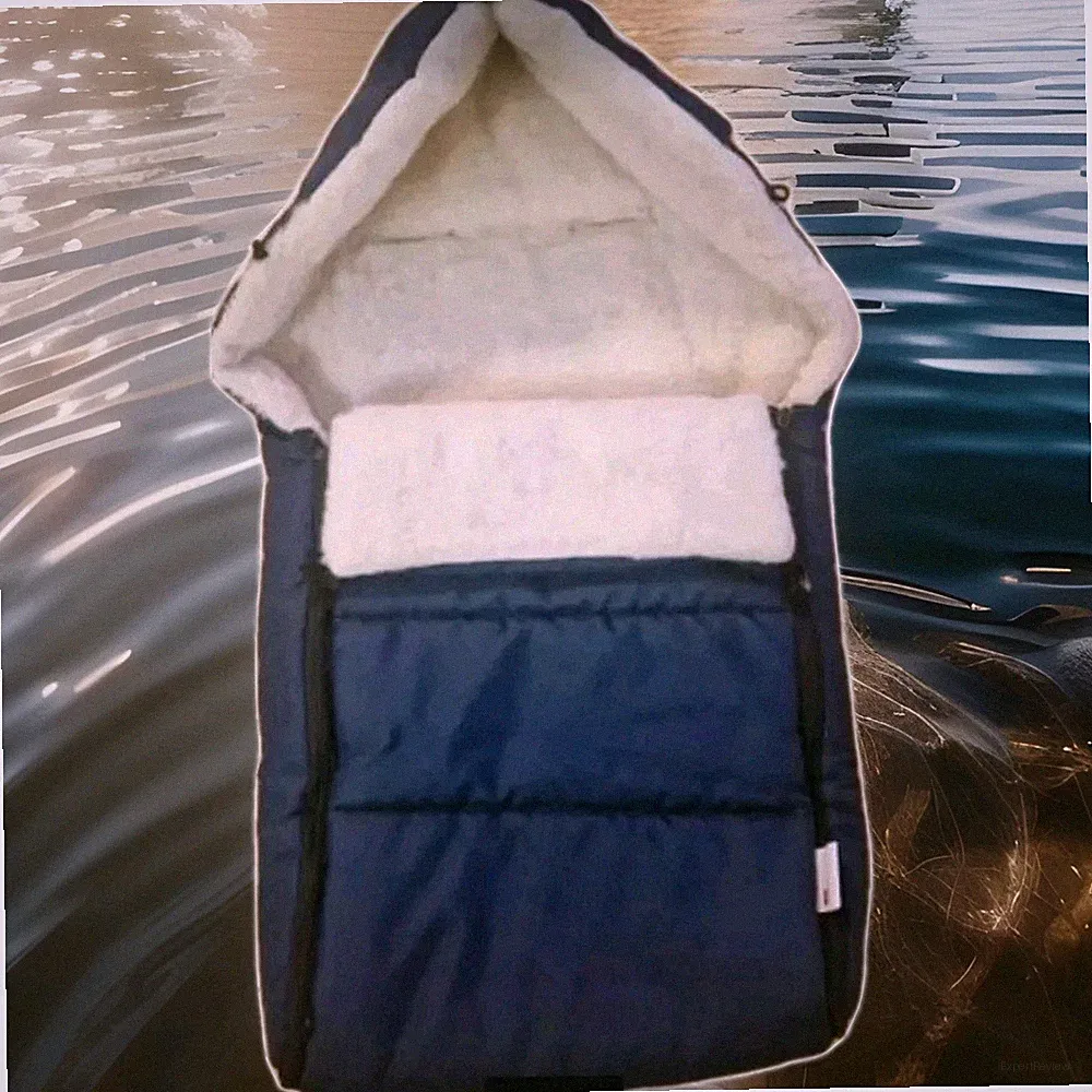 BABYLUX Fußsack LAMMWOLLE 90 cm Winterfußsack Kinderwagen-Babyschale Marineblau.