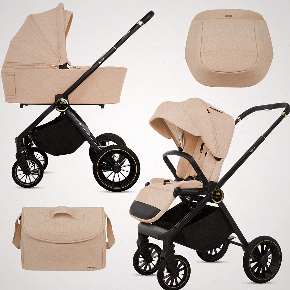BabyLux ROSSO 2-in-1 Kinderwagen, Gondel, Leichtgewicht, Faltbares Set