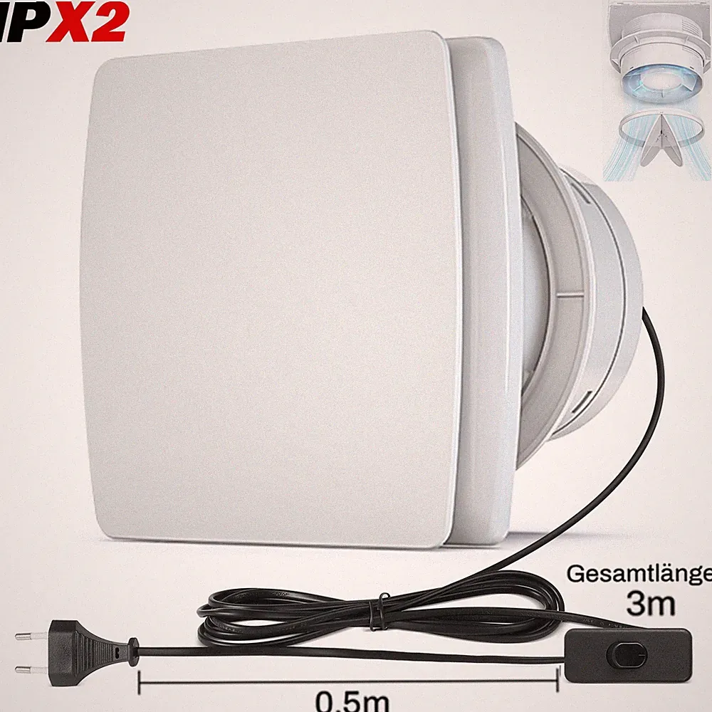 Badlüfter Lüfter Ventilator Ø 100 mm Nachlauf Rückstauklappe Feuchtesensor