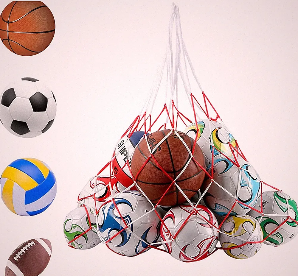 Ballnetz für Sportbälle bis 15 Stück, stabile Nylonaufbewahrung, vielseitig