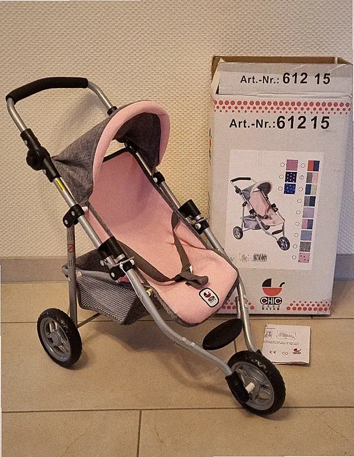 Bayer Chic 2000 Jogging Buggy Puppenwagen Kinderwagen LOLA Melange grau-rosa