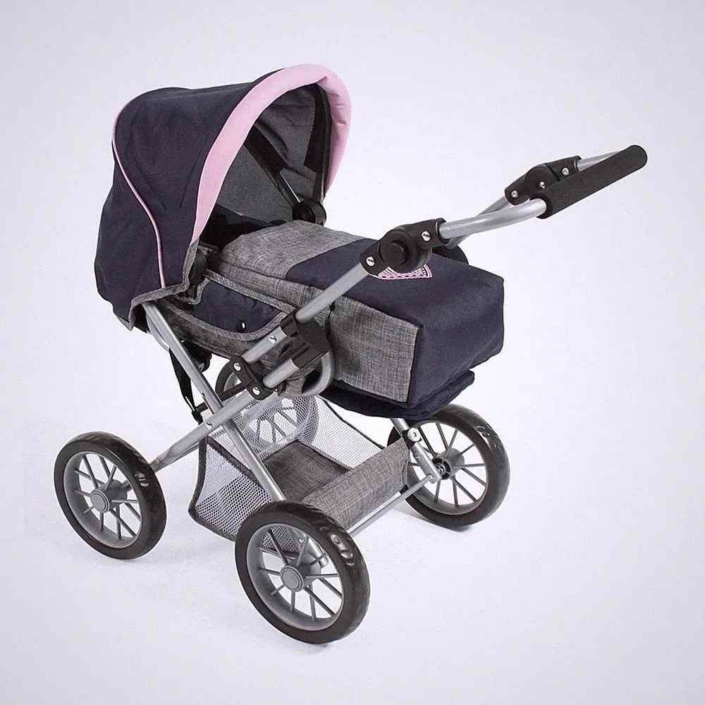 Bayer Chic 2000 Kombi-Puppenwagen Kinderwagen LENI Melange grau-navy