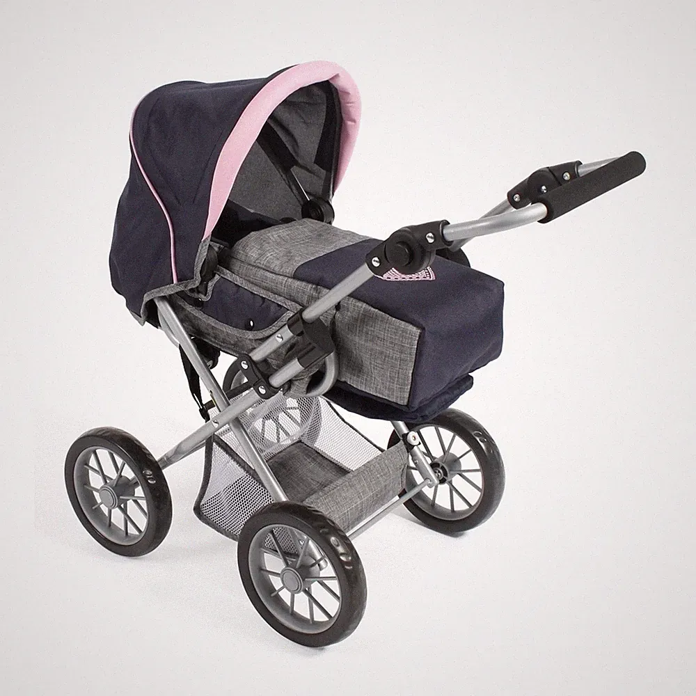 Bayer Chic 2000 Kombi-Puppenwagen Kinderwagen LENI Melange grau-navy