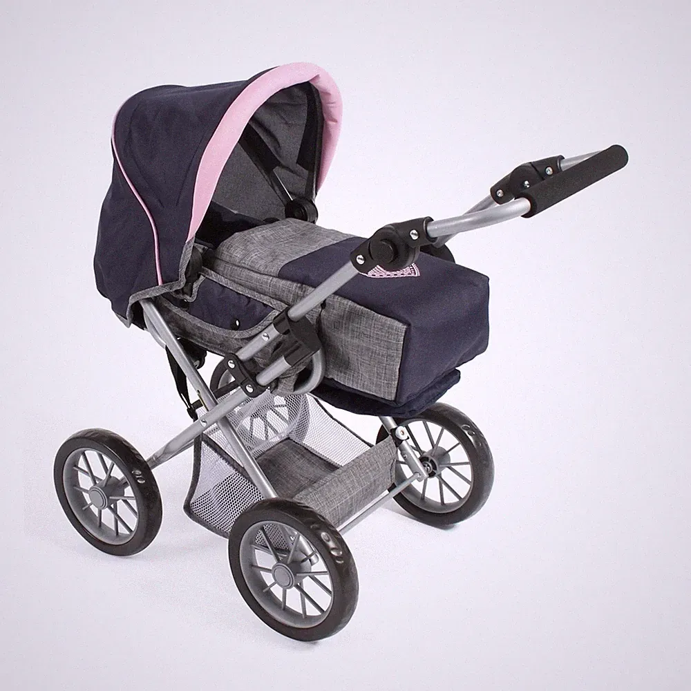 Bayer Chic 2000 Kombi-Puppenwagen Kinderwagen LENI Melange grau-navy NEU