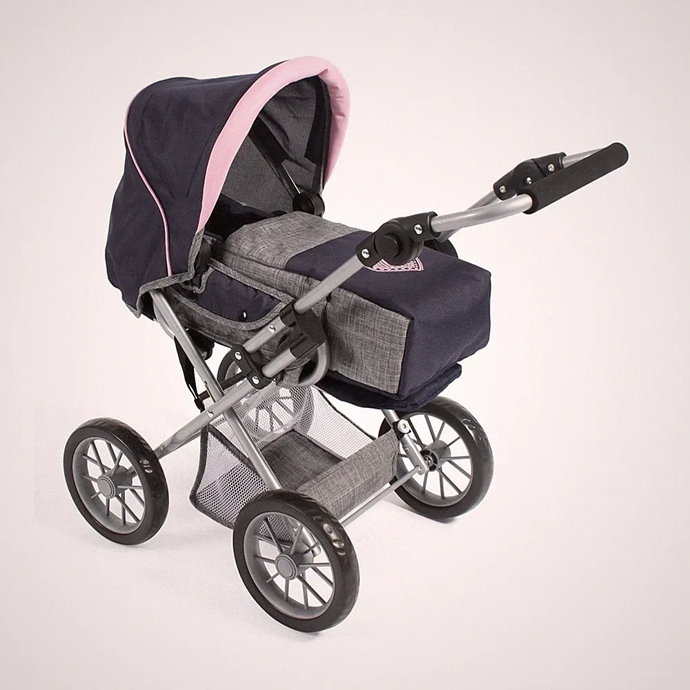 Bayer Chic 2000 Kombi-Puppenwagen Kinderwagen LENI Melange grau-navy NEU