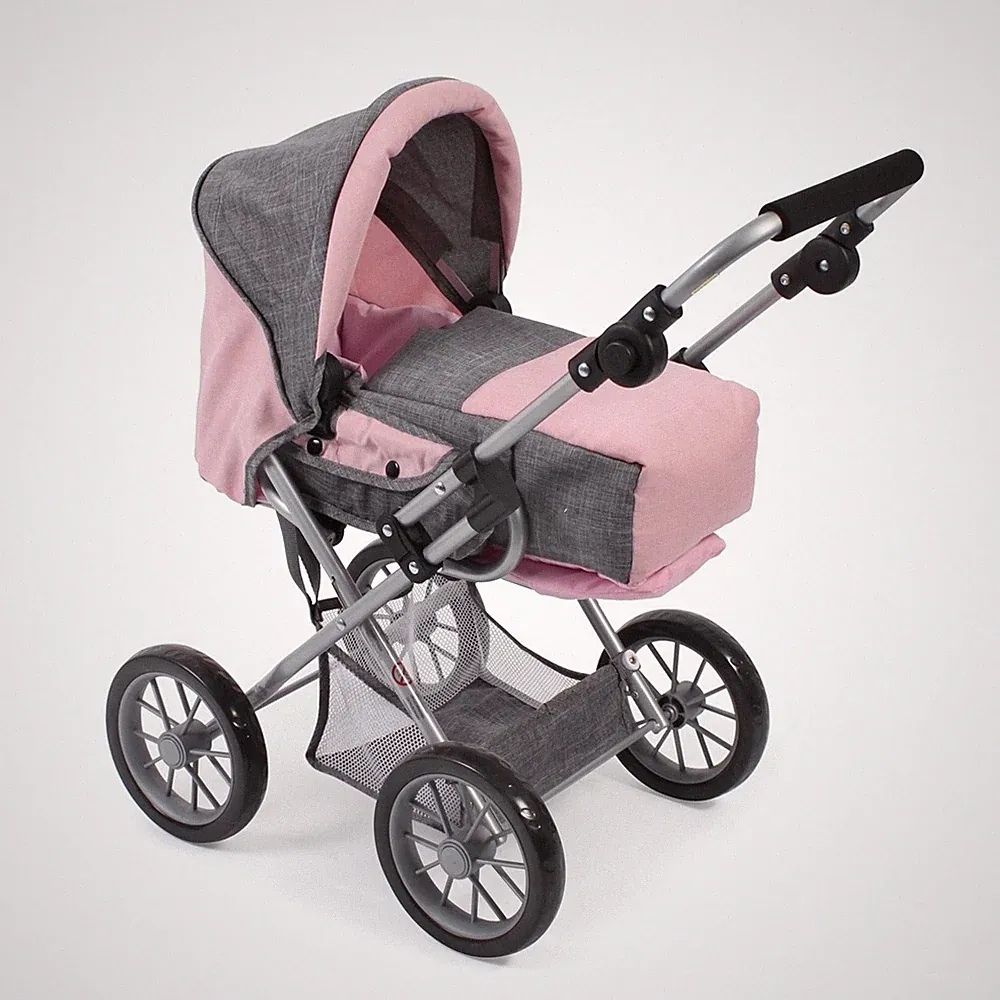 Bayer Chic 2000 Kombi-Puppenwagen Kinderwagen LENI Melange grau-rosa