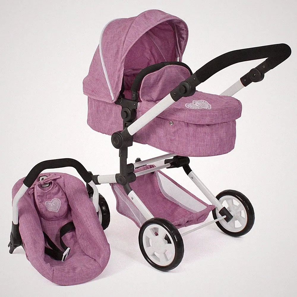 Bayer Chic 2000 Kombi-Puppenwagen LINUS Jeans pink