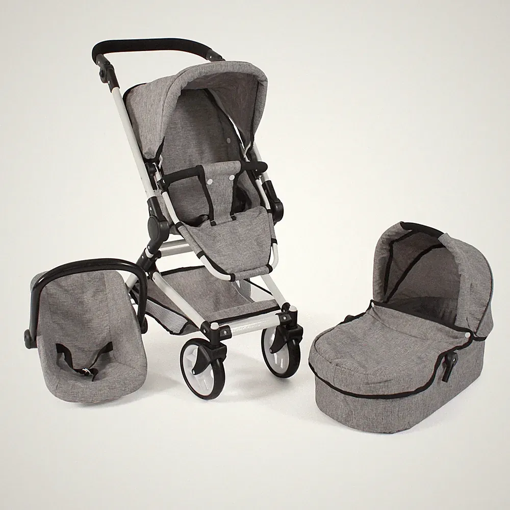 Bayer Chic 2000 Kombipuppenwagen Fides 3 in 1 Melange grau NEU