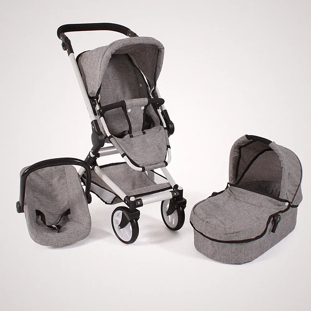 Bayer Chic 2000 Kombipuppenwagen Fides 3 in 1 Melange grau TOP