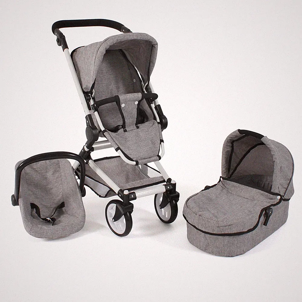 Bayer Chic 2000 Kombipuppenwagen Fides 3 in 1 Melange grau TOP