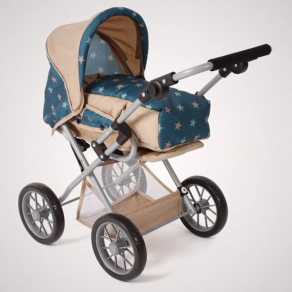 Bayer Chic 2000 Puppen Kombi-Puppenwagen LENI Sternchen türkis-beige TOP
