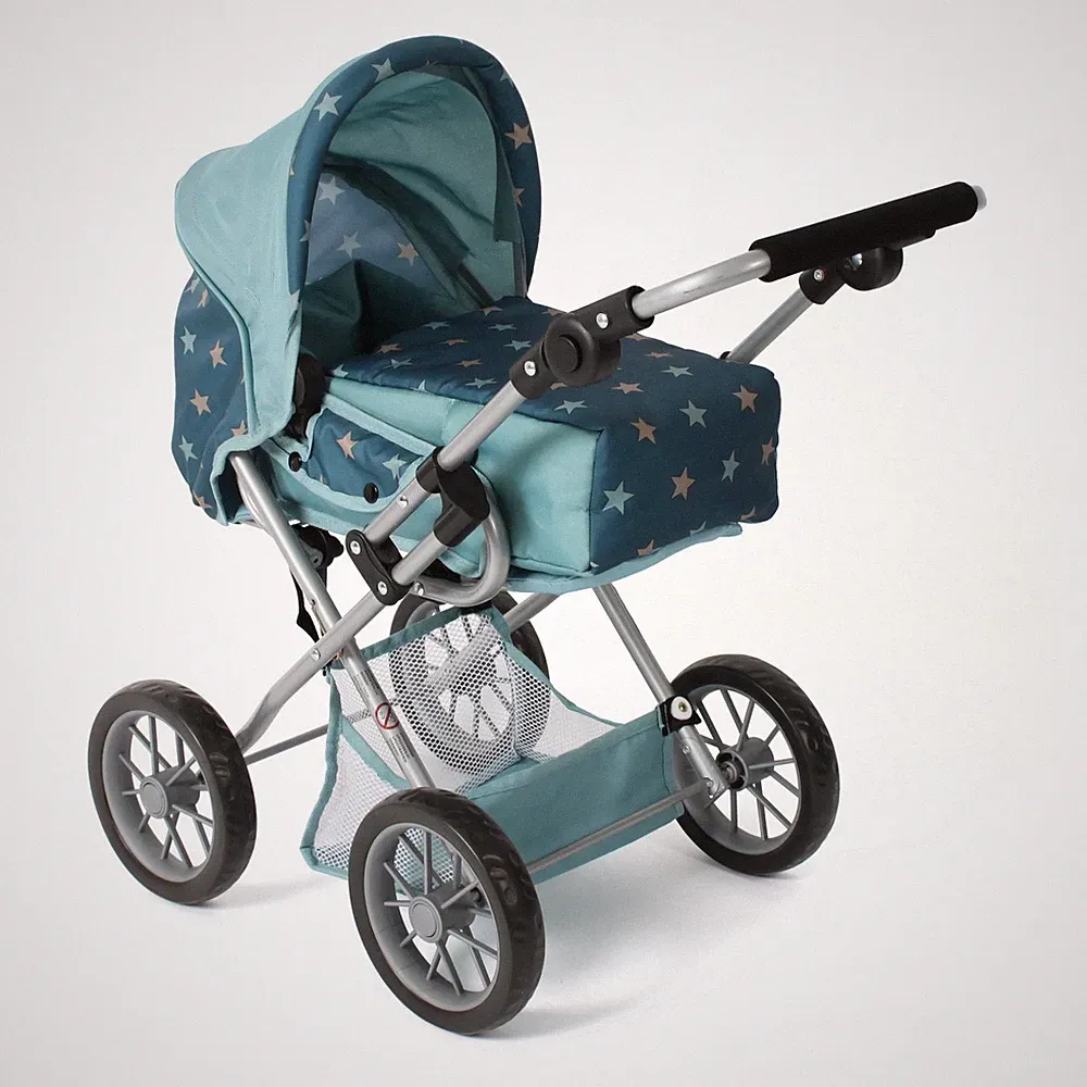 Bayer Chic 2000 Puppen Kombi-Puppenwagen LENI Sternchen türkis TOP
