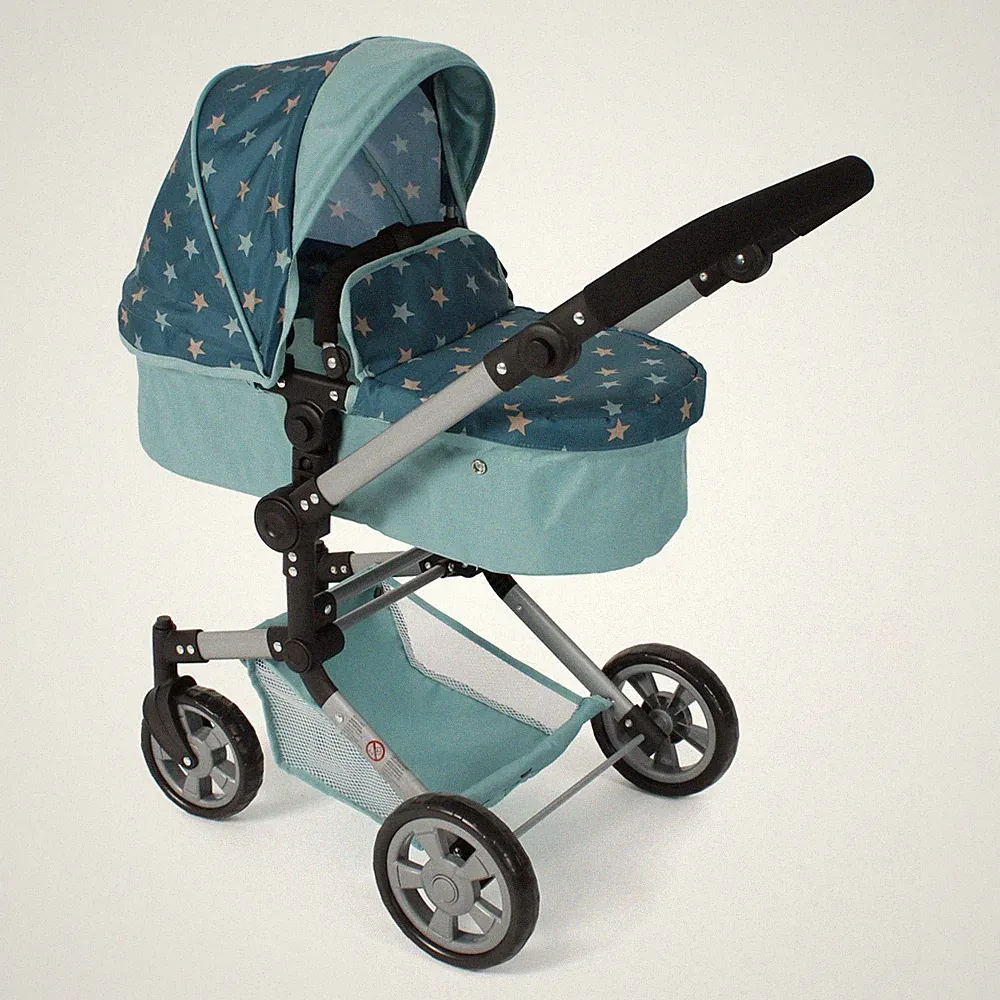 Bayer Chic 2000 Puppen Kombi-Puppenwagen LINUS Sternchen türkis NEU
