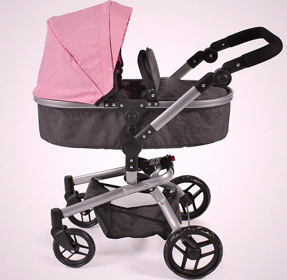 Bayer Chic 2000 Puppenwagen Yolo, 2in1 Kombipuppenwagen Anthrazit-rosa NEU