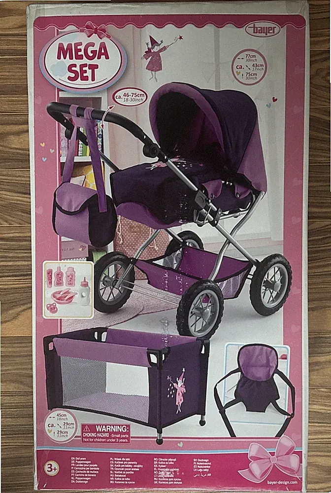 Bayer Design Kombi Puppenwagen Grande Megaset mit Reisebett und Zubehör Fee