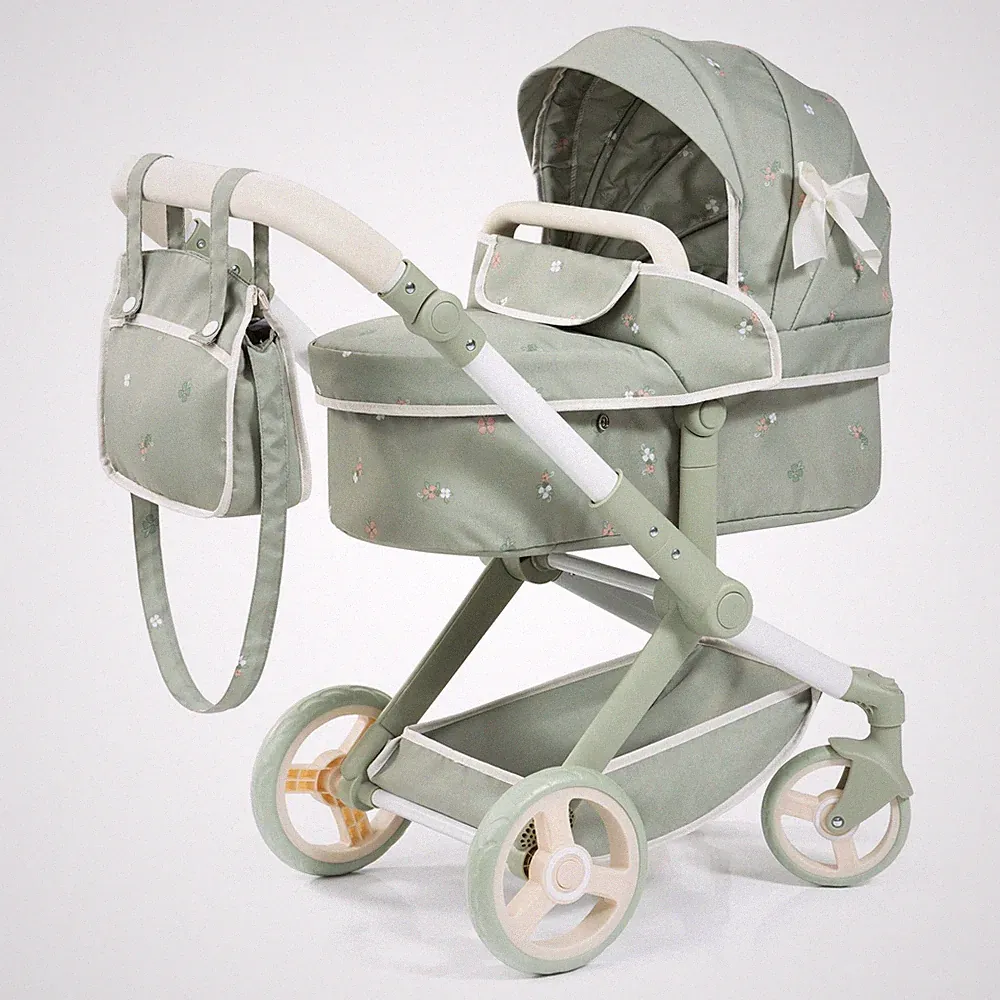 Bayer Design Kombi-Puppenwagen Xeo mit Wickeltasche grün Blumen Schleife NEU
