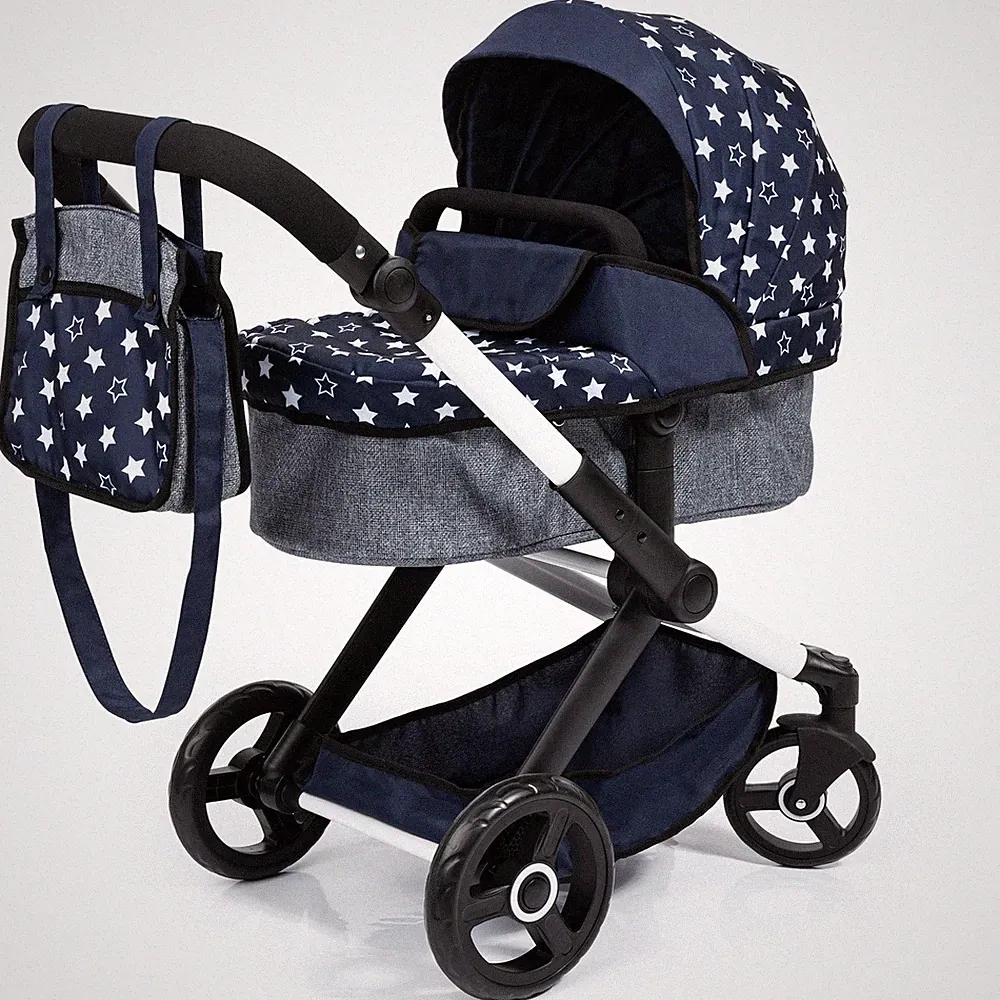 Bayer Design Kombi-Puppenwagen Xeo Sterne dunkelblau NEU