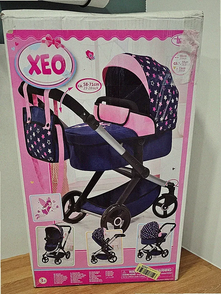 Bayer Design Kombi-Puppenwagen Xeo Sterne dunkelblau rosa 0499