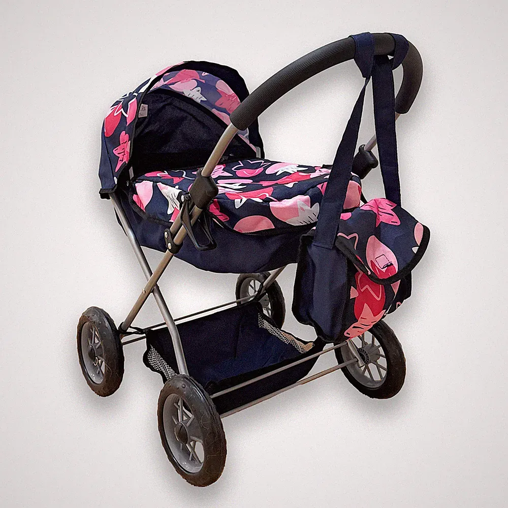 Bayer MEGA SET 9in1 Puppenwagen mit Puppe und Zubehör Kinder Kinderwagen