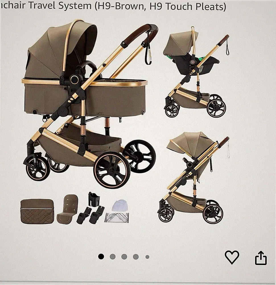 BEBBY H9 3-in-1 Kinderwagen Reisesystem Braun mit Babyschale & Babywanne
