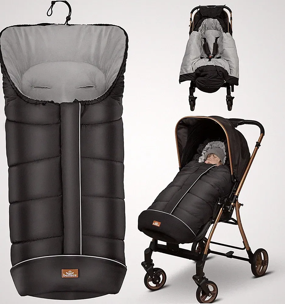 Bemece Fußsack Kinderwagen Winter universal Buggy Fußsack warm schwarz