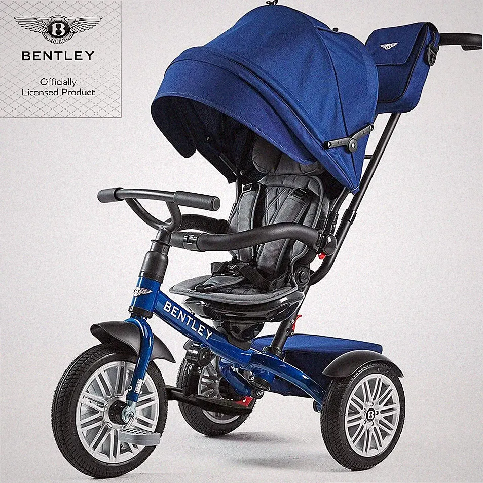 Bentley Trike Continental blau Kinderwagen 6-in-1 Dreirad Sport Buggy Luftreifen
