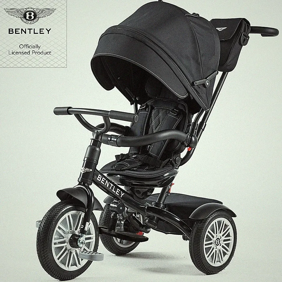 Bentley Trike Continental piano schwarz Kinderwagen Dreirad Buggy Luftreifen Neu