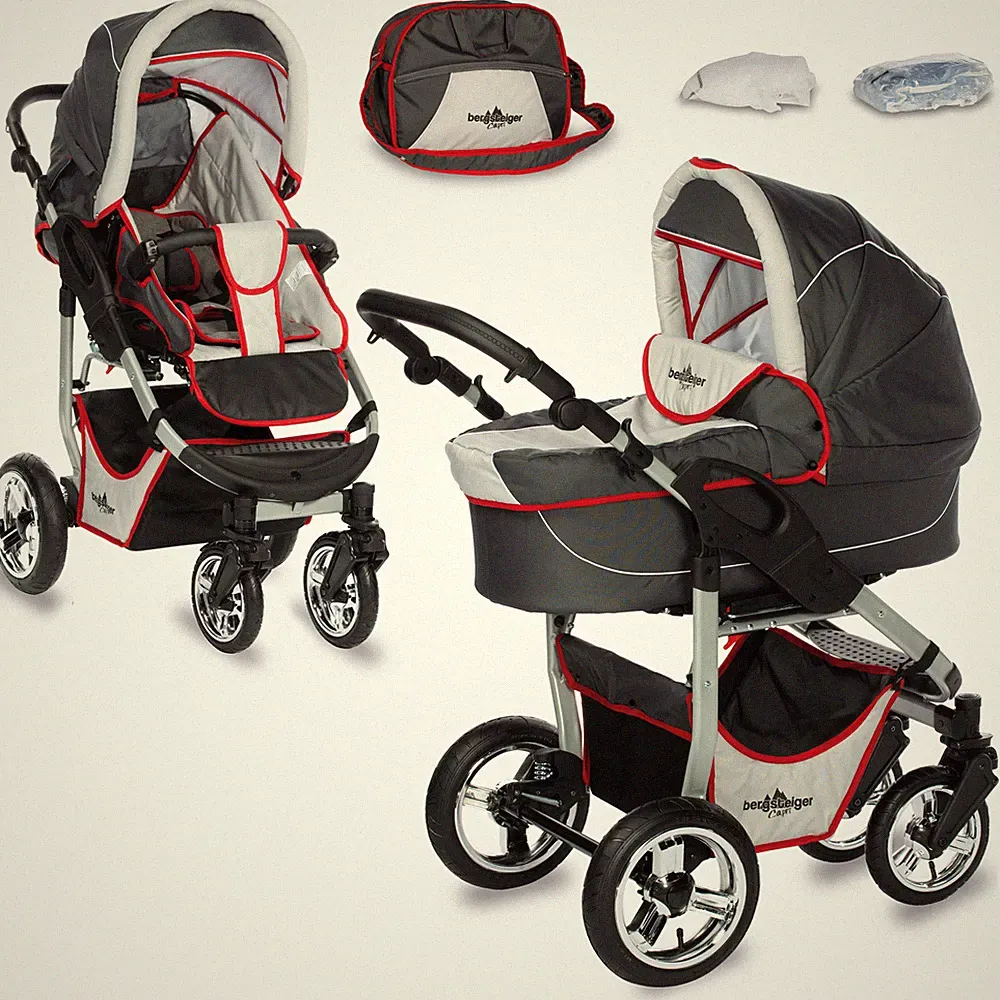 Bergsteiger Capri Kombi Kinderwagen 10-Teile-Megaset 3-in-1 + Buggy SONDERPREIS
