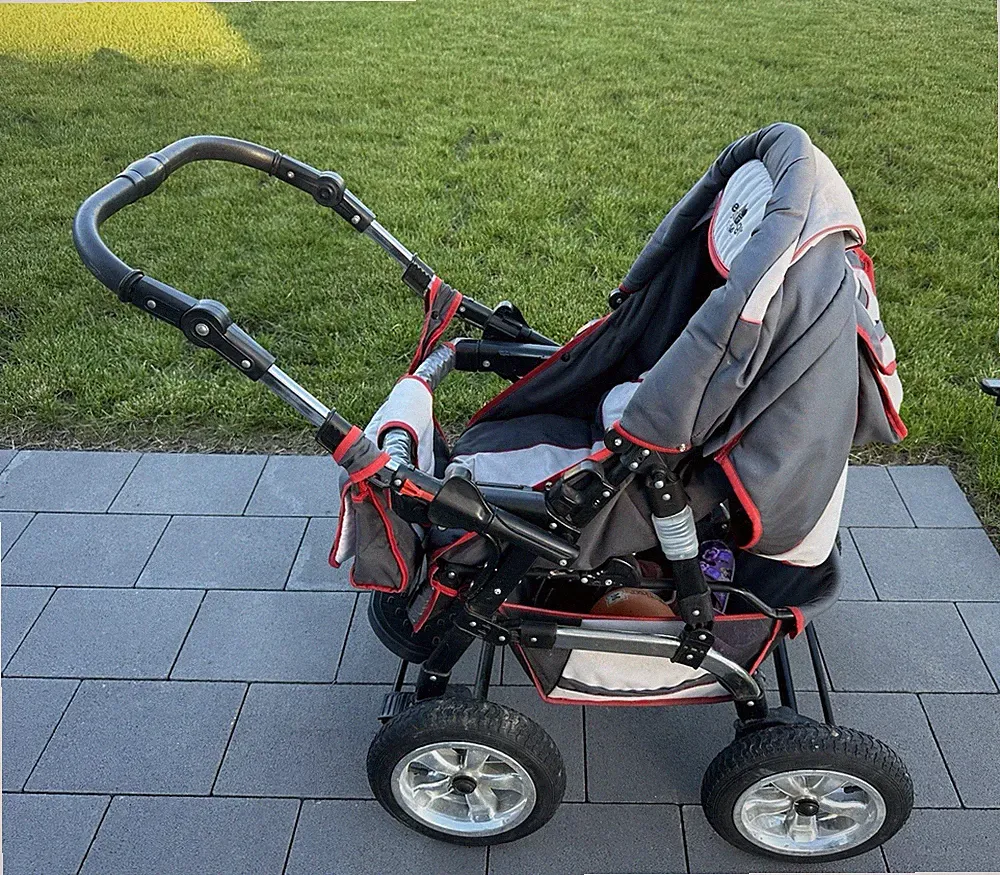 Bergsteiger Milano Kombikinderwagen & Sportwagen Sonnendach Rückenlehne grau/rot