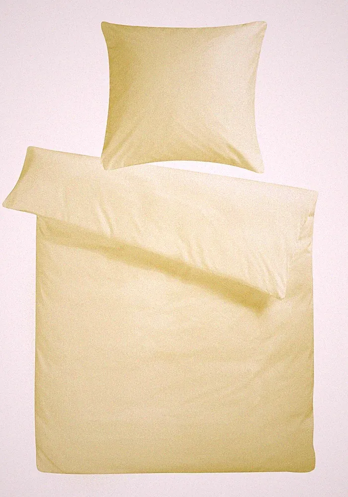 Bettwäsche Biber Creme Uni Flanell Bettbezug Set + Kissenbezug 100% Baumwolle