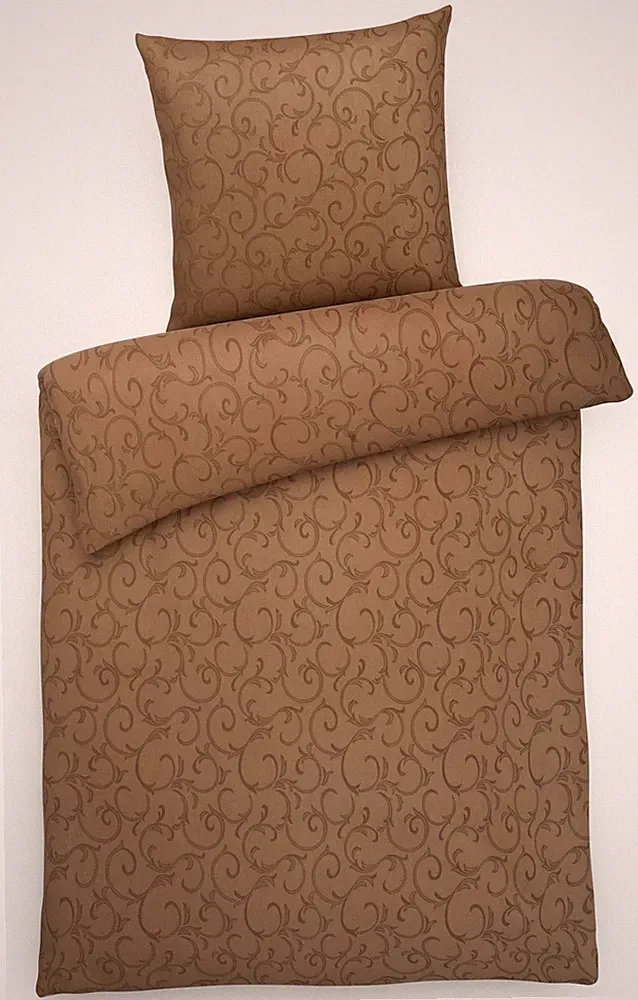 Bettwäsche Damast Ornamente Modern Braun Bettbezug + Kissenbezug 100% Baumwolle