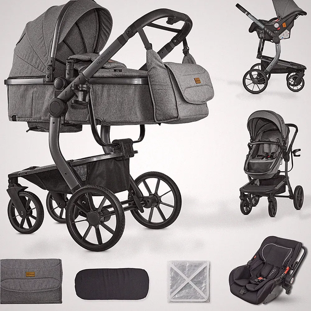 BRONEA® Design Kombi-Kinderwagen 3in1 Komplettset Buggy Auto-Babyschale Matratze
