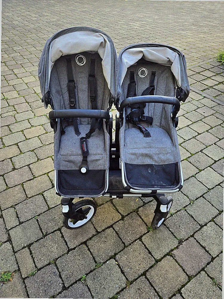 Bugaboo Donkey 3 – Zwillings-/Geschwisterwagen, Grey Mélange, guter Zustand